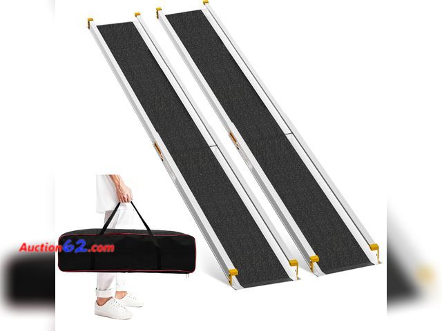 Lot 44-593e - $199.99 Retail price - 8FT Adjustable Wheelchair Ramp Telescoping Ramps for Wheelchairs Portable Wheelchair Ramps for Steps Home Threshold D...