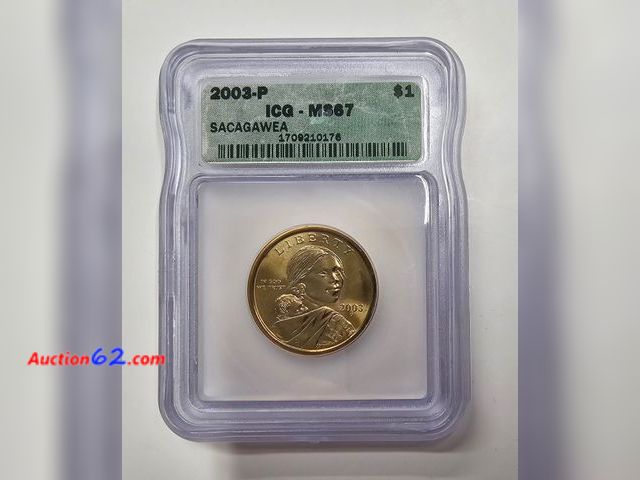 Lot 44-8352f - 2003-P SACAGAWEA DOLLAR GRADED MS67 (MINT STATE) BY ICG. MINTED IN PHILADELPHIA.-NT