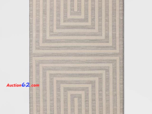Lot 44-1767w - Threshold Outdoor Rug 5x7 Block Lines Appears New, A basic inspection has been given to this item. Sold AS-IS. See All Photo's Not Tested St...