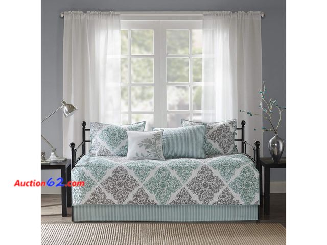 Lot 44-5529t - Madison Park Daybed Cover Set - Double Sided Quilting Casual Design, All Season Bedding with Bedskirt, Matching Shams, Decorative Pillow, 75...