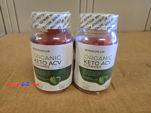 Lot 44-6531q - Lot of 2 Bottles Organic Keto ACV Gummies - Gluten &amp; Sugar Free Pro Active Apple Cider Vinegar Supplement for Women Men (1200MG) Appears...