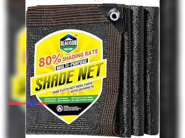 Lot 44-6503g - BLACISON 70% Shade Rate 10'x10'Sun Shade Cloth, Anti-Aging Shading Mesh Net with Grommets&amp;Reinforced Edges, Over for Plants,Swimming Poo...