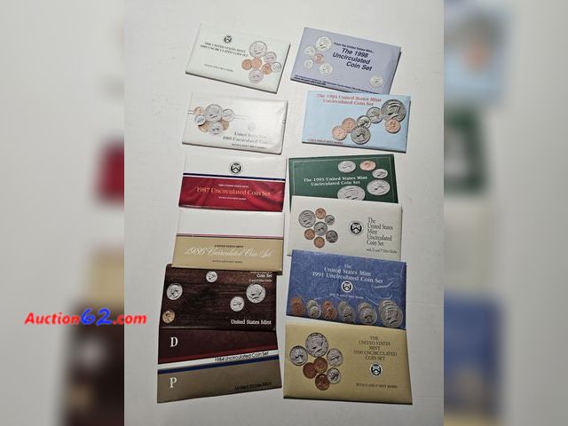 Lot 44-8500f - HUGE LOT OF TWELVE (12) MINT SETS - 1984, 1985, 1986, 1987, 1988, 1989, 1990, 1991, 1992, 1993, 1994 AND 1998 -NT