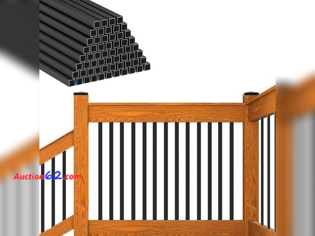 Lot 44-343 - 50 Pack Deck Balusters 26" Staircase Baluster, Diameter 3/4" Metal Deck Spindle and Stairs Railing,Hollow Square Black Deck Balusters for De...