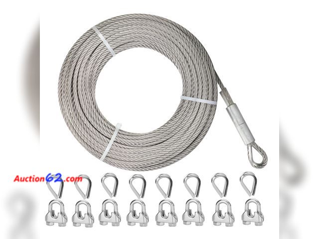 Lot 44-883 - $115.99 Retail price - 5/16 Stainless Steel Cable 100FT, 7x19 Strands Aircraft Cable, 9000 lbs Breaking Strength Stainless Steel Wire Rope w...