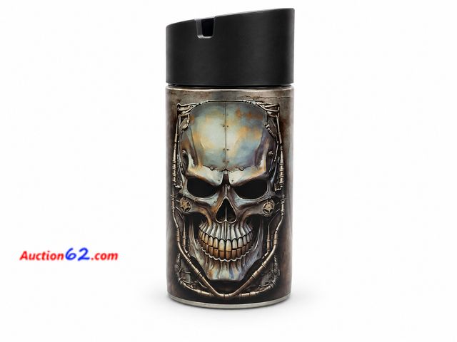 Lot 44-6197m - Gothic Mechanical Cyborg Skull Graphic, Smokezilla Glass Butt Buckets, Portable Car-cup-holder. Appears New, A basic inspection has been giv...