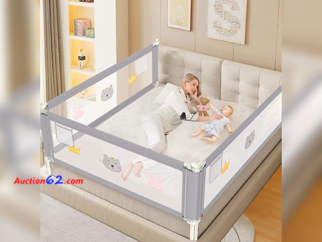 Lot 44-2720w - $115.99 Retail price - JWPEHOE Height Adjustable Bed Rail for Toddlers, Kids Safety Baby Bed Rail for Twin/Full/King/Queen Size Bed Appears ...
