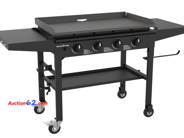 Lot 44-13g - Retail value $465- Blackstone 1554 36” Omnivore Griddle with Folding Side Shelves, Powder Coated Steel, Black- Box has Damage  Appears New N...