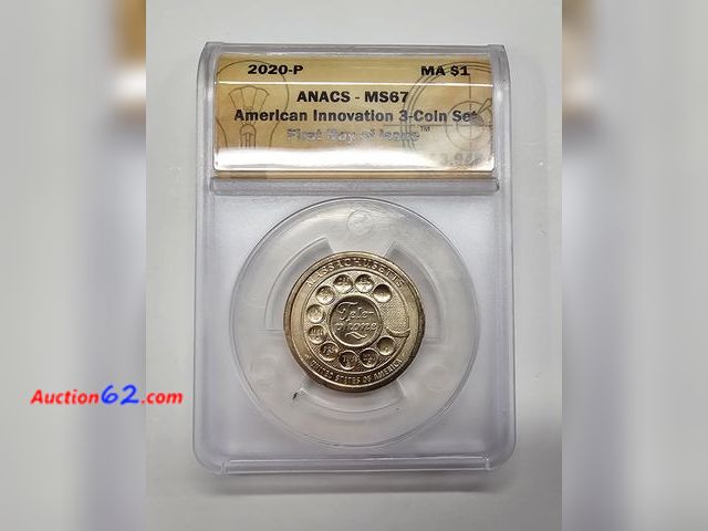 Lot 44-8364f - 2020-P INNOVATION DOLLAR HONORS THE 1876 INVENTION OF THE TELEPHONE BY ALEXANDER GRAHAM BELL IN BOSTON, MASSACHUSETTS. GRADED MS67 (MINT STA...
