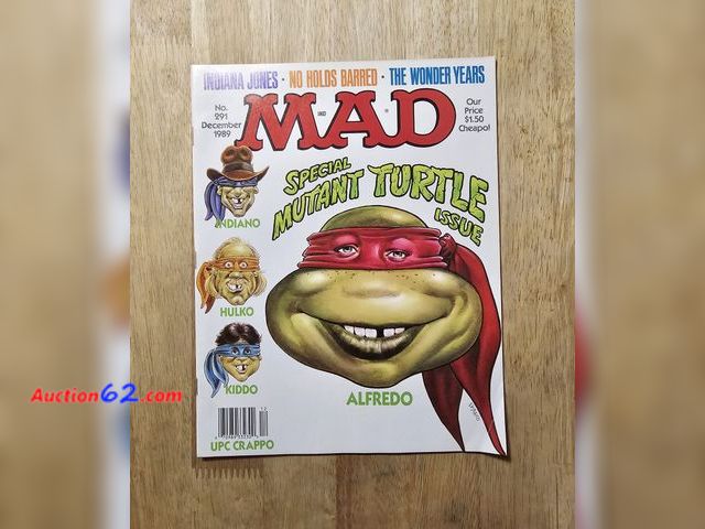 Lot 44-8341j - VINTAGE MAD MAGAZINE SPECIAL TEENAGE MUTANT NINJA TURTLES EDITION-DEC 1989. THEY ALSO SPOOF INDIANA JONES AND THE LAST CRUSADE, HULK HOGAN'S...