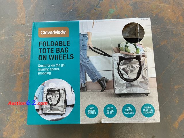 Lot 44-944 - CleverMade Foldable Tote Bag on Wheels See All Photo's Not Tested Appears New, A basic inspection has been given to this item. Sold AS-IS.
