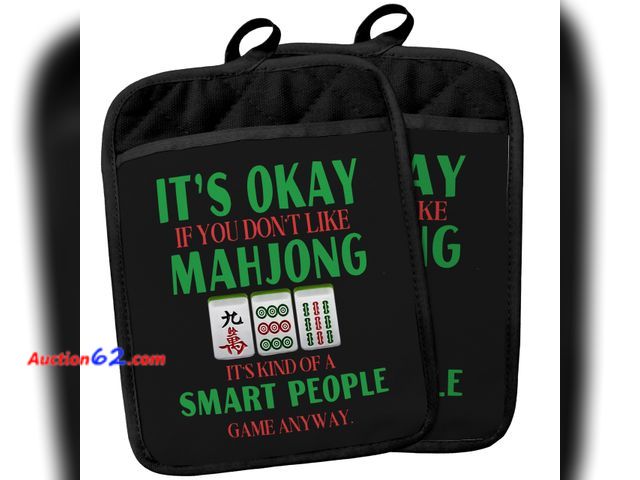 Lot 44-973m - Lot of 2 Packs of 2 - Mahjong Gifts Pot Holders for Kitchen，Mahjong Gifts for Women，Funny Oven Mitts,Cute Pot Holders,Funny Kitchen Decor,Po...