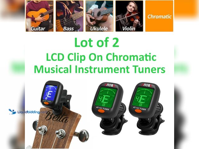 Lot 49-5434330 - Lot of 2 LCD Clip On Chromatic Musical Instrument Tuners - NEW - Featuring an extra large LCD screen...