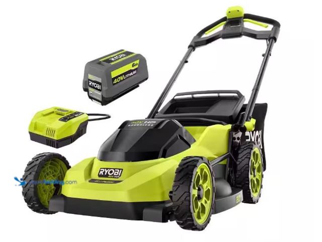Lot 49-1575736 - RYOBI 40V HP Brushless 20 in. Cordless Battery Walk Behind Push Lawn Mower with 6.0 Ah Battery and C...