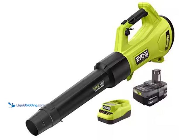 Lot 49-1569148 - RYOBI ONE+ HP 18V Brushless Whisper Series 130 MPH 450 CFM Cordless Battery Leaf Blower with 4.0 Ah ...