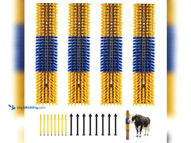 Lot 49-5547936 - VEVOR Livestock Scratching Brush, 4PCS Goat Scratcher Brush Post with 16 Screws, 16.9"x3.9" Cow Scra...