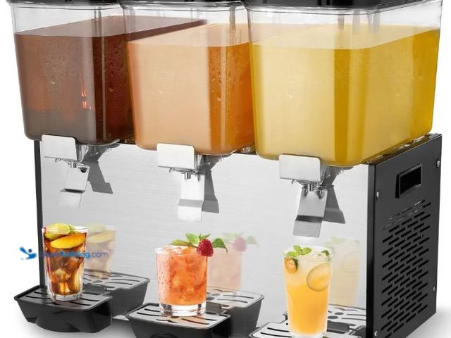 Lot 49-5437487 - VEVOR Commercial Beverage Dispenser 18L x 3 Tanks Cold Juice Ice Drink Dispenser. [Model: SYYLJJBSJX...