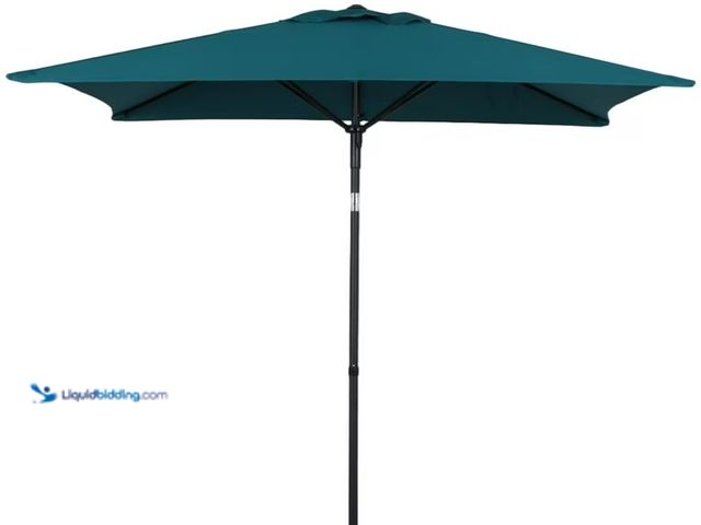 Lot 49-1627130 - Mainstays 6ft x 7.5ft Rectangular Market Umbrella in Antique Teal Model #MS5708811816026, Unused, Po...