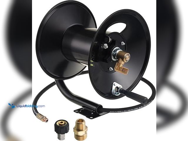 Lot 49-5407749 - M MINGLE High Pressure Washer Hose Reel 150ft, Heavy Duty Steel Hose Reel, Manual Crank Power Washer...