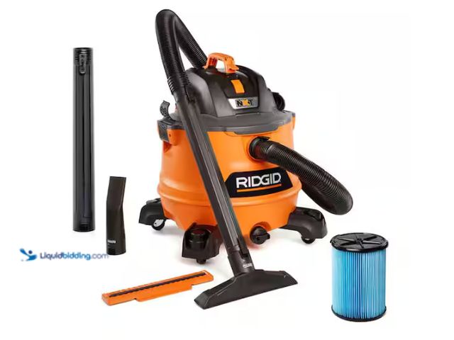 Lot 49-1636836 - RIDGID 14 Gal. 6.0 Peak HP NXT Shop Vacuum Wet Dry Vac with Fine Dust Filter, Locking Hose, Wands an...