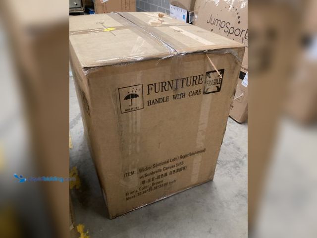 Lot 49-5555411 - Wicker Sectional Left/Right(Universal) with Sunbrella Canvas (Brown) Unused