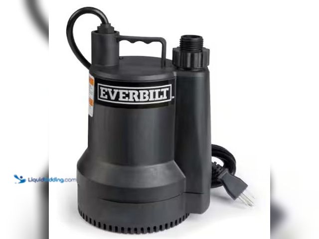 Lot 49-2025688 - Everbilt 1/6 HP Plastic Submersible Utility Pump, Model # SUP54-HD, MSRP $99, Slightly used, Powers ...