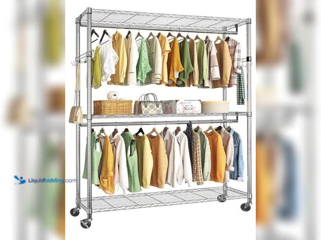 Lot 49-1549117 - Simple Trending Portable Closet Wardrobe, Heavy Duty Clothes Rack with Storage Shelves, Garment Rack...