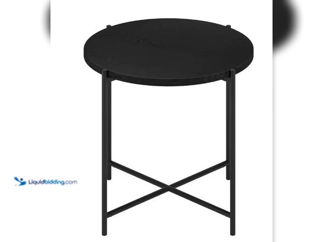 Lot 49-1515686 - Meyer&Cross Loretta 23.63 in. Blackened Bronze and Black Grain Round Side Table with MDF Top, Model ...