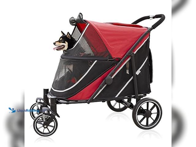 Lot 49-1557151 - Halitaa Dog Stroller for Medium/Large Dogs One-Click Folding, Extra Large Pet Stroller for 2 Dogs wi...