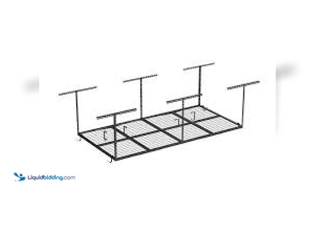 Lot 49-5475680 - FLEXIMOUNTS OHK Series 48 in. W x 96 in. D x 22-40 in. H Black Ceiling Mounted Overhead Garage Stora...