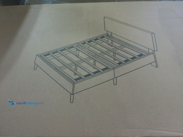 Lot 49-1556143 - Queen Size Bed Frame with Headboard, Upholstered Platform Bed, Linen Fabric Wrap, Sturdy Wood Slat S...