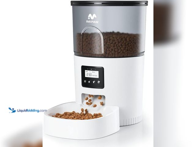 Lot 49-3528896 - IMIPAW Automatic Cat Feeders, 3L Timed Cat Dry Food Dispenser, Dual Power Supply, Programmable Porti...