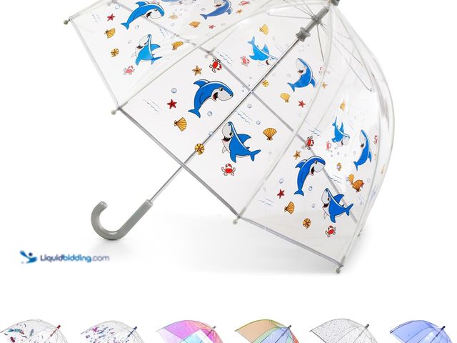 Lot 49-5484577 - Totes Kid’s Clear Bubble Umbrella with Dome Canopy, Lightweight Design, Wind and Rain Protection Umb...