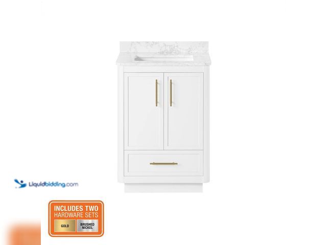 Lot 49-5538651 - Home Decorators Collection
Tamsin 24 in. Single Sink Freestanding White Bath Vanity with White Roun...
