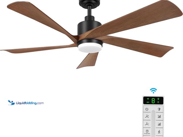 Lot 49-3532475 - 52" Ceiling Fans with Lights and Remote Control-5 Reversible Carved Blades, 6-Speed Noiseless DC Mot...