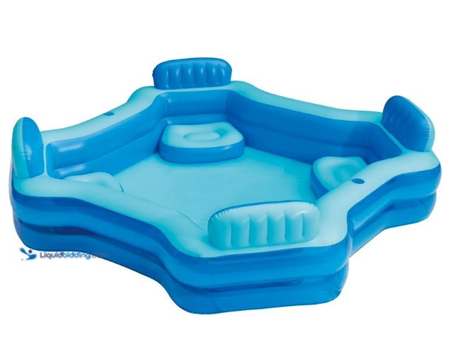 Lot 49-1625766 - Bluescape Blue Deluxe Comfort Inflatable Family Swimming Pool, 4 Seats, Square, Age 6 & up, Model # ...