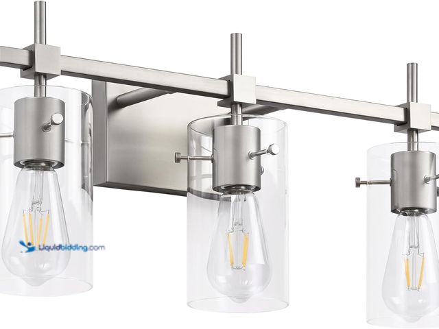 Lot 49-5413675 - SOLFART 3 Lights Vanity Light Bathroom Light Fixture Over Mirror for Bathroom Glass Shade Lights Bru...