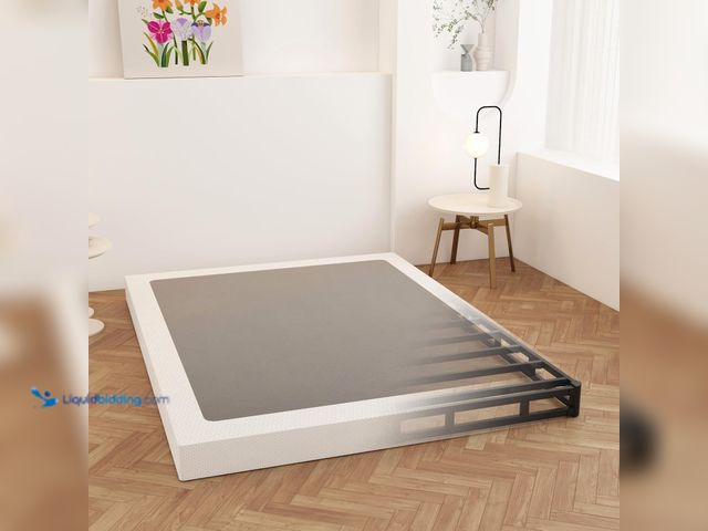 Lot 49-3564614 - Queen Box Spring 4 Inch Low Profile, Bed Base with Fabric Cover | Heavy Duty Metal, Mattress Foundat...