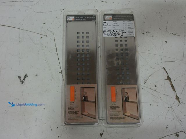 Lot 49-1632110 - (2-Pack) Schluter Shelf-N 11-13/16 in. W Brushed Stainless Steel Square Niche Shelf Floor Installati...