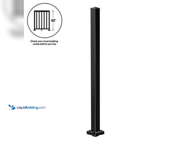 Lot 49-5475530 - PEAK Aluminum Railing 42 in. H x 4 in. W Black Aluminum Deck Railing Stair Post. Model # 50051. Unus...