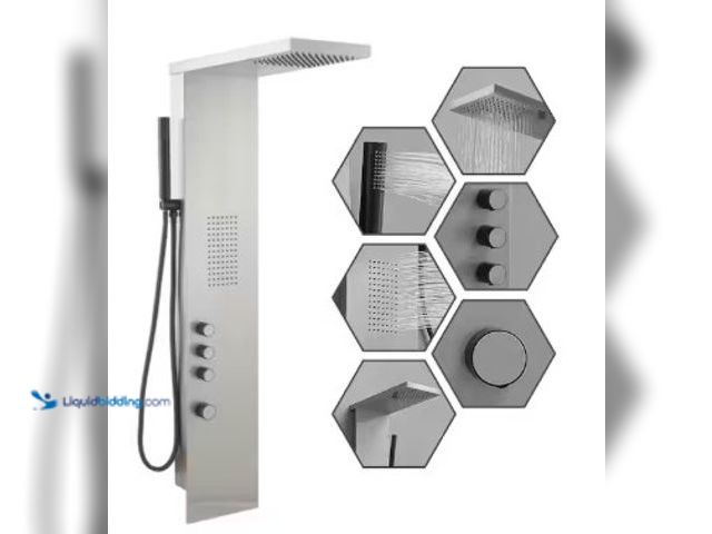 Lot 49-2022313 - BWE 1-Jet Rainfall Shower Tower Shower Panel System with Rainfall Waterfall Shower Head and Shower W...