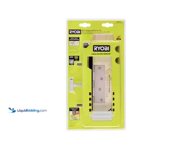 Lot 49-1567902 - RYOBI Door Hinge Template, Includes: Router Template, Guide Stop, and 15/32" Router Bit, Slightly us...