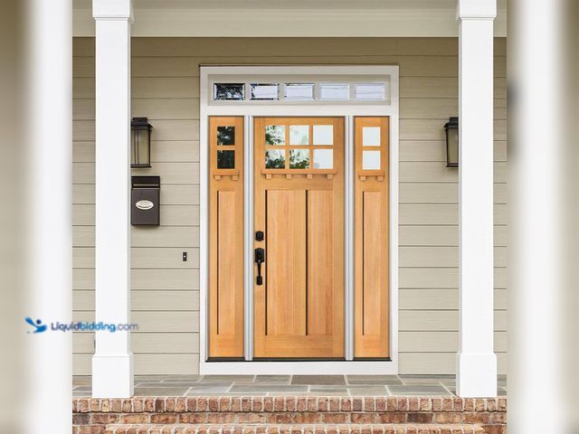 Lot 49-1636774 - Krosswood Doors 64x96 Craftsman 6-Lite Clear Glass Right Hand Unfinished Hemlock Wood Prehung Front ...
