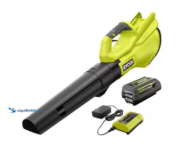 Lot 49-1575586 - RYOBI 40V 120 MPH 550 CFM Cordless Battery Leaf Blower With 4.0 Ah Battery and Charger, Model # RY40...