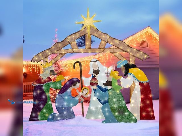 Lot 49-3430459 - Execabe Large Lighted Nativity Scene Outdoor, 5FT Holy Family Nativity Set, Jesus Birth Manger Scene...