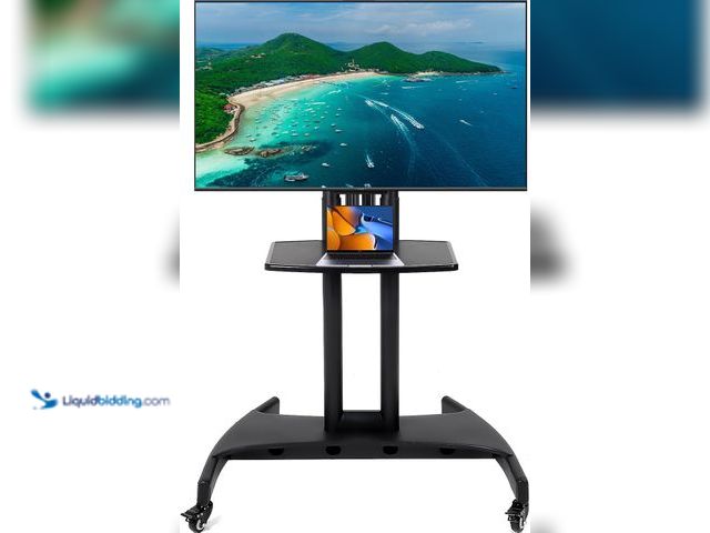 Lot 49-3564306 - FAHKNS Rolling TV Stand with Adjustable Shelf - Portable Mobile TV Stand for 32-75 Inch TVs， Heavy D...