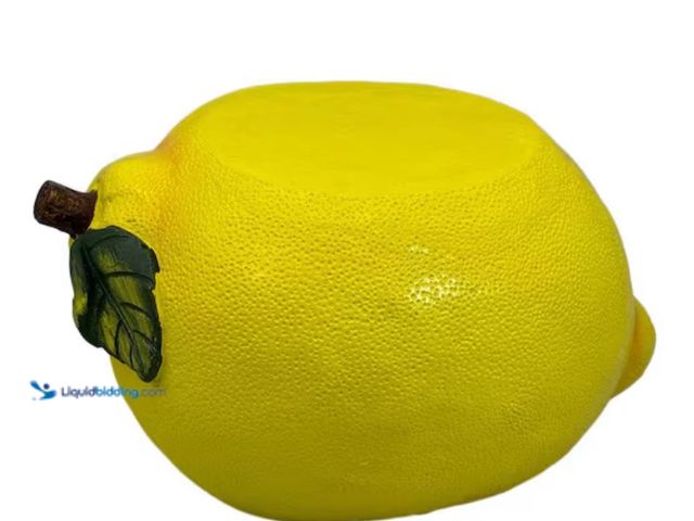 Lot 49-3614422 - Galt International Yellow Lemon Stool Polyresin Plant Stand 18"L, Model # QZ15437AM, Unused.  Ref#SB...