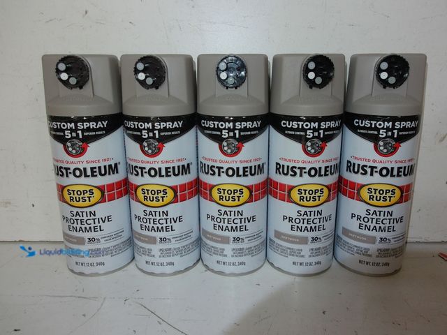Lot 49-1627478 - Lot of (5) RUST-OLEUM Custom Spray 5-in-1 Spray Paint, Satin Driftwood, 12 Oz. Model #376876, Unused...