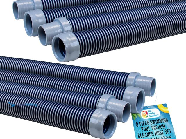 Lot 49-5581818 - U.S. Pool Supply Pool Vacuum Hose, 8 Piece Pool Hose Set, 40" Blue Flexible Spiral Wound Connector S...