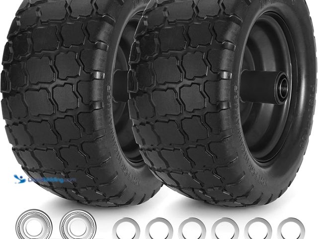 Lot 49-5447968 - Flat Free Lawn Mower Tire and Wheel, Solid Front Tires for Zero Turn Mower, Hub for Residential Comm...